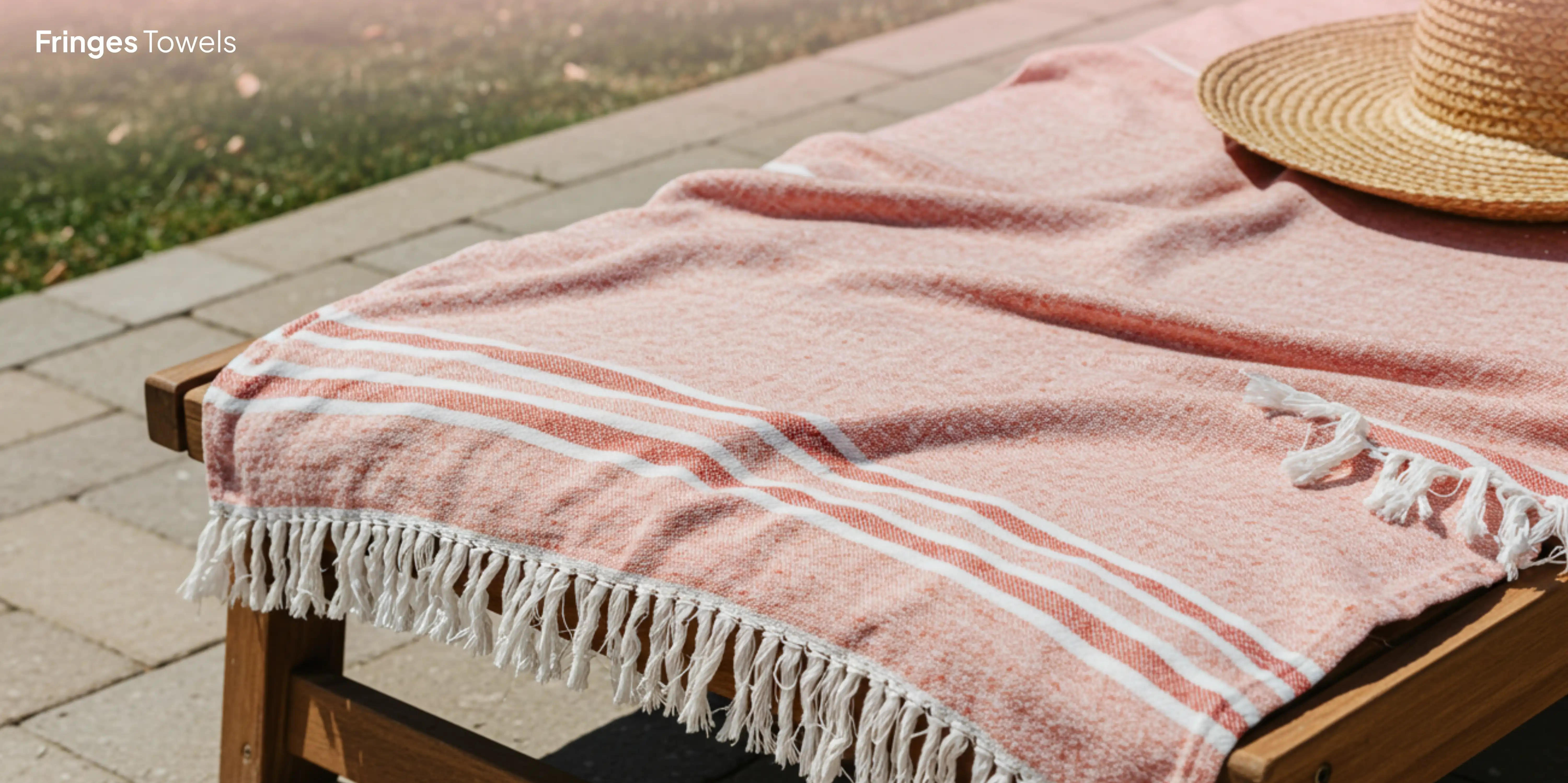 Pink Turkish towel on lounge chair.